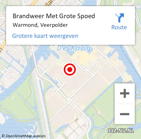 Locatie op kaart van de 112 melding: Brandweer Met Grote Spoed Naar Warmond, Veerpolder op 15 november 2023 22:34