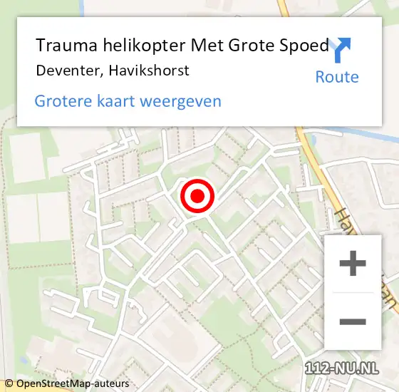 Locatie op kaart van de 112 melding: Trauma helikopter Met Grote Spoed Naar Deventer, Havikshorst op 15 november 2023 22:42