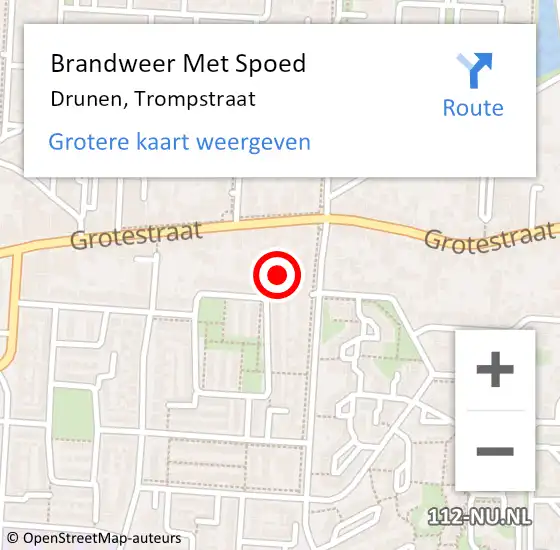 Locatie op kaart van de 112 melding: Brandweer Met Spoed Naar Drunen, Trompstraat op 15 november 2023 23:10