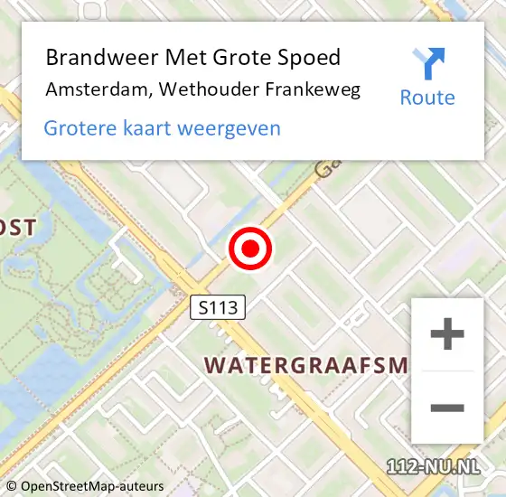 Locatie op kaart van de 112 melding: Brandweer Met Grote Spoed Naar Amsterdam, Wethouder Frankeweg op 15 november 2023 23:19