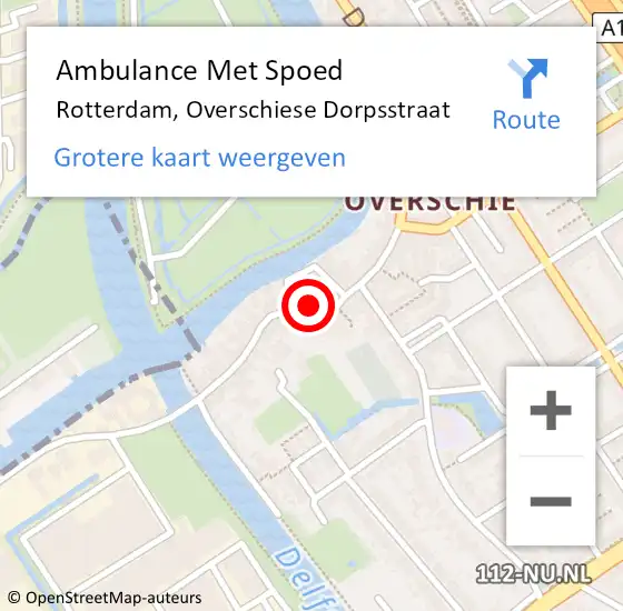 Locatie op kaart van de 112 melding: Ambulance Met Spoed Naar Rotterdam, Overschiese Dorpsstraat op 15 november 2023 23:59