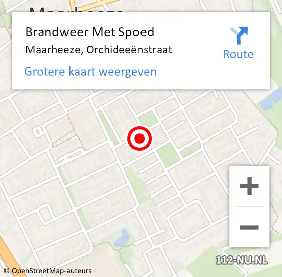 Locatie op kaart van de 112 melding: Brandweer Met Spoed Naar Maarheeze, Orchideeënstraat op 16 november 2023 00:16