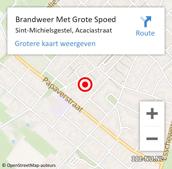Locatie op kaart van de 112 melding: Brandweer Met Grote Spoed Naar Sint-Michielsgestel, Acaciastraat op 16 november 2023 00:53