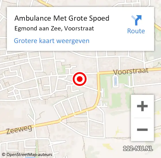 Locatie op kaart van de 112 melding: Ambulance Met Grote Spoed Naar Egmond aan Zee, Voorstraat op 16 november 2023 00:55