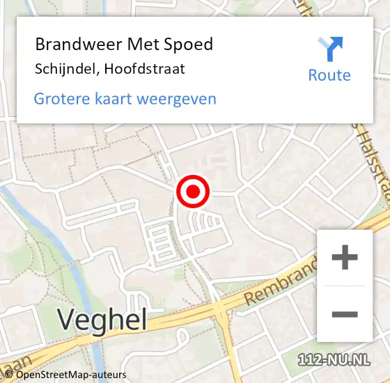 Locatie op kaart van de 112 melding: Brandweer Met Spoed Naar Schijndel, Hoofdstraat op 16 november 2023 00:58