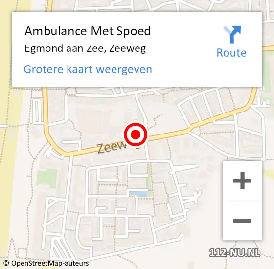Locatie op kaart van de 112 melding: Ambulance Met Spoed Naar Egmond aan Zee, Zeeweg op 16 november 2023 01:15