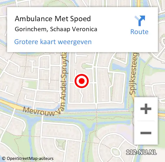 Locatie op kaart van de 112 melding: Ambulance Met Spoed Naar Gorinchem, Schaap Veronica op 16 november 2023 01:18