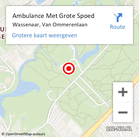 Locatie op kaart van de 112 melding: Ambulance Met Grote Spoed Naar Wassenaar, Van Ommerenlaan op 16 november 2023 01:36