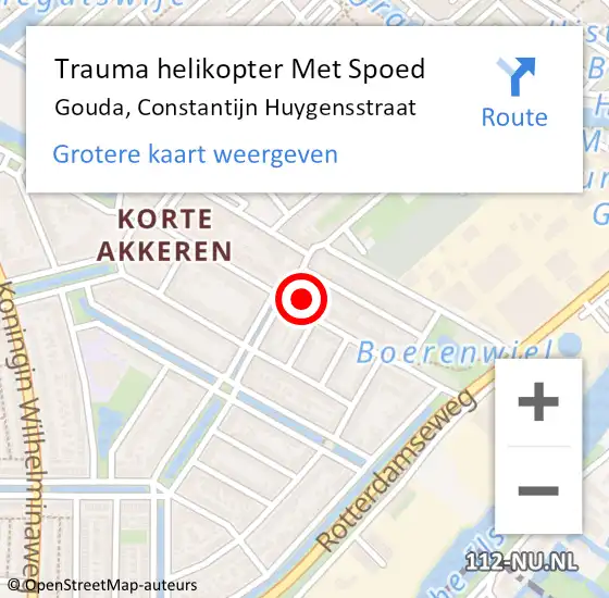 Locatie op kaart van de 112 melding: Trauma helikopter Met Spoed Naar Gouda, Constantijn Huygensstraat op 16 november 2023 01:45