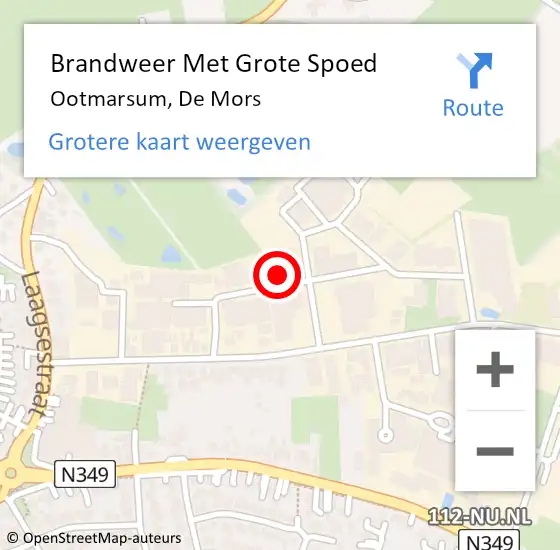 Locatie op kaart van de 112 melding: Brandweer Met Grote Spoed Naar Ootmarsum, De Mors op 16 november 2023 02:02