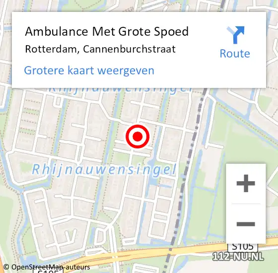 Locatie op kaart van de 112 melding: Ambulance Met Grote Spoed Naar Rotterdam, Cannenburchstraat op 16 november 2023 02:16