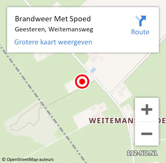 Locatie op kaart van de 112 melding: Brandweer Met Spoed Naar Geesteren, Weitemansweg op 16 november 2023 03:04