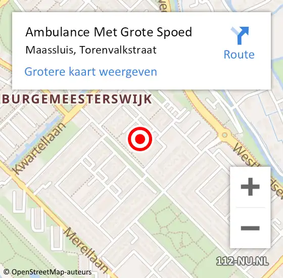 Locatie op kaart van de 112 melding: Ambulance Met Grote Spoed Naar Maassluis, Torenvalkstraat op 16 november 2023 03:17