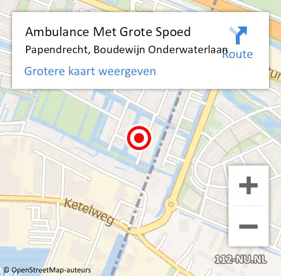 Locatie op kaart van de 112 melding: Ambulance Met Grote Spoed Naar Papendrecht, Boudewijn Onderwaterlaan op 16 november 2023 04:30