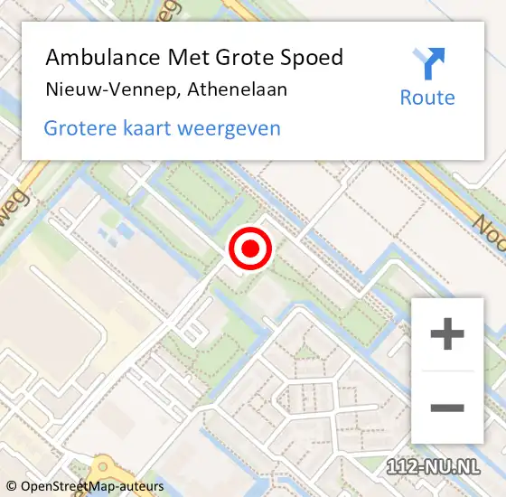 Locatie op kaart van de 112 melding: Ambulance Met Grote Spoed Naar Nieuw-Vennep, Athenelaan op 16 november 2023 04:55