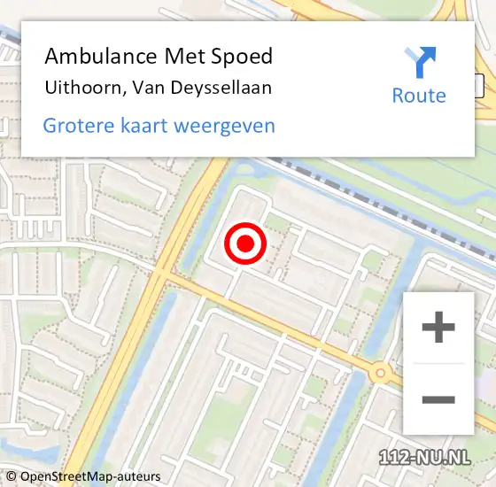 Locatie op kaart van de 112 melding: Ambulance Met Spoed Naar Uithoorn, Van Deyssellaan op 16 november 2023 04:59