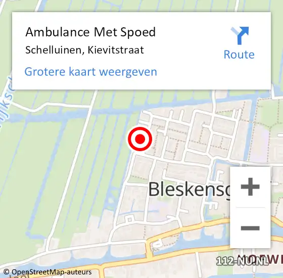 Locatie op kaart van de 112 melding: Ambulance Met Spoed Naar Schelluinen, Kievitstraat op 16 november 2023 05:03