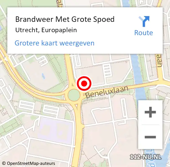 Locatie op kaart van de 112 melding: Brandweer Met Grote Spoed Naar Utrecht, Europaplein op 16 november 2023 05:41