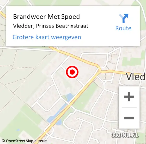 Locatie op kaart van de 112 melding: Brandweer Met Spoed Naar Vledder, Prinses Beatrixstraat op 16 november 2023 06:31