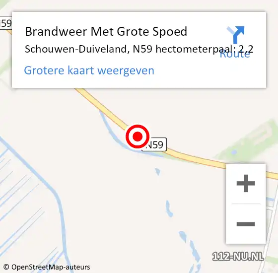 Locatie op kaart van de 112 melding: Brandweer Met Grote Spoed Naar Schouwen-Duiveland, N59 hectometerpaal: 2,2 op 16 november 2023 07:33