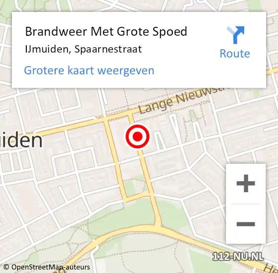 Locatie op kaart van de 112 melding: Brandweer Met Grote Spoed Naar IJmuiden, Spaarnestraat op 16 november 2023 07:43