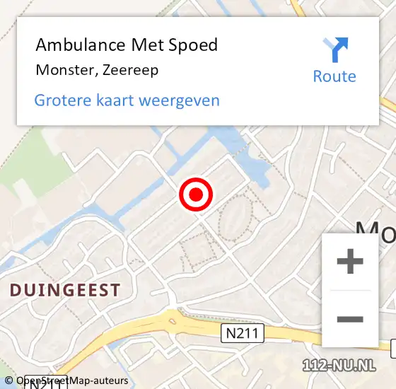 Locatie op kaart van de 112 melding: Ambulance Met Spoed Naar Monster, Zeereep op 16 november 2023 07:53