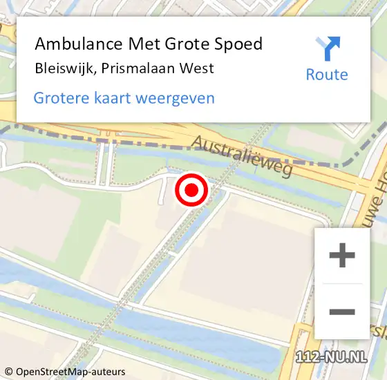 Locatie op kaart van de 112 melding: Ambulance Met Grote Spoed Naar Bleiswijk, Prismalaan West op 16 november 2023 08:35