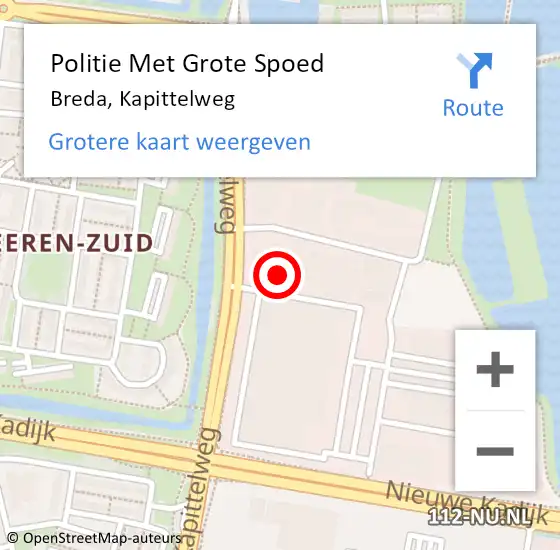 Locatie op kaart van de 112 melding: Politie Met Grote Spoed Naar Breda, Kapittelweg op 16 november 2023 08:41
