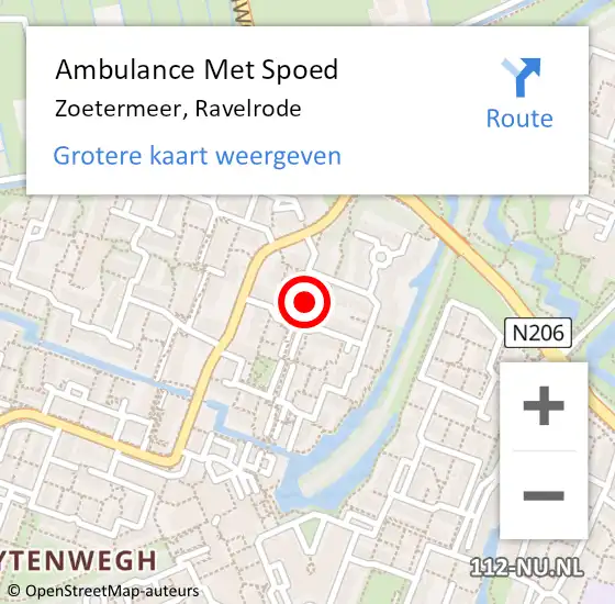 Locatie op kaart van de 112 melding: Ambulance Met Spoed Naar Zoetermeer, Ravelrode op 16 november 2023 08:47