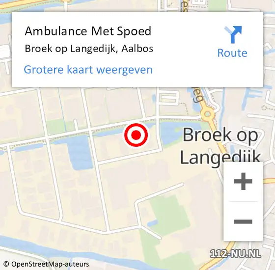 Locatie op kaart van de 112 melding: Ambulance Met Spoed Naar Broek op Langedijk, Aalbos op 16 november 2023 08:49