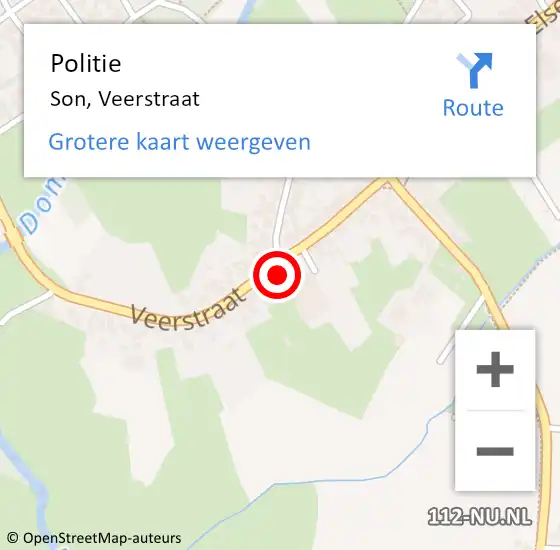 Locatie op kaart van de 112 melding: Politie Son, Veerstraat op 16 november 2023 08:59