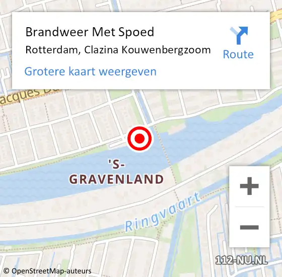 Locatie op kaart van de 112 melding: Brandweer Met Spoed Naar Rotterdam, Clazina Kouwenbergzoom op 16 november 2023 09:22