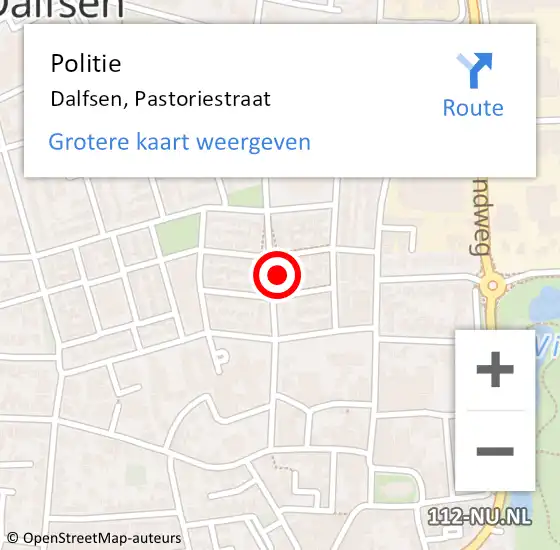 Locatie op kaart van de 112 melding: Politie Dalfsen, Pastoriestraat op 16 november 2023 09:31