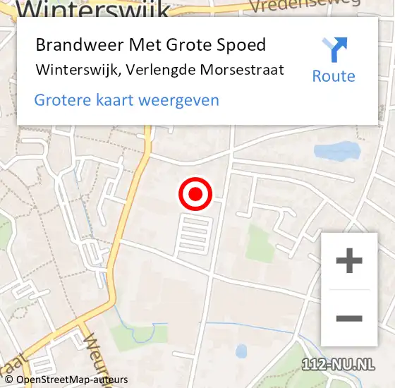 Locatie op kaart van de 112 melding: Brandweer Met Grote Spoed Naar Winterswijk, Verlengde Morsestraat op 16 november 2023 10:00