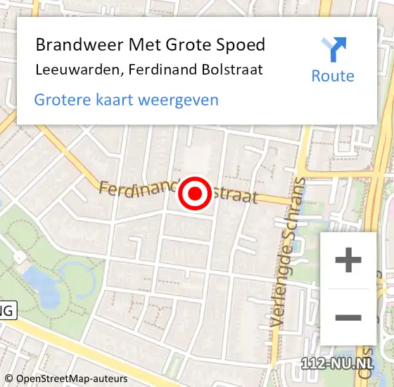 Locatie op kaart van de 112 melding: Brandweer Met Grote Spoed Naar Leeuwarden, Ferdinand Bolstraat op 16 november 2023 10:02