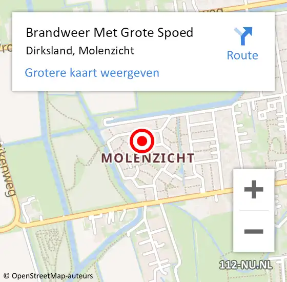 Locatie op kaart van de 112 melding: Brandweer Met Grote Spoed Naar Dirksland, Molenzicht op 14 oktober 2013 16:02