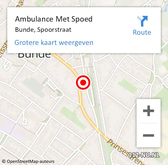 Locatie op kaart van de 112 melding: Ambulance Met Spoed Naar Bunde, Spoorstraat op 15 september 2014 14:36