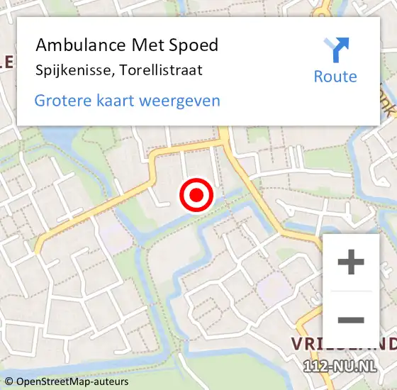 Locatie op kaart van de 112 melding: Ambulance Met Spoed Naar Spijkenisse, Torellistraat op 16 november 2023 10:34