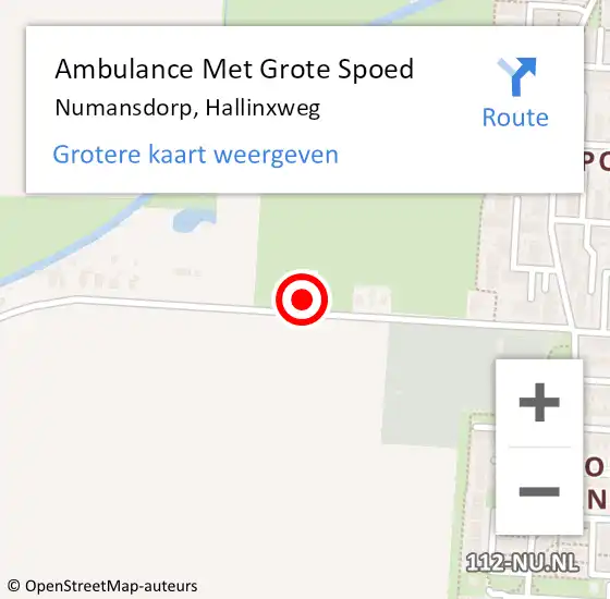 Locatie op kaart van de 112 melding: Ambulance Met Grote Spoed Naar Numansdorp, Hallinxweg op 16 november 2023 10:42