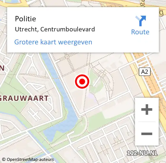 Locatie op kaart van de 112 melding: Politie Utrecht, Centrumboulevard op 16 november 2023 10:44