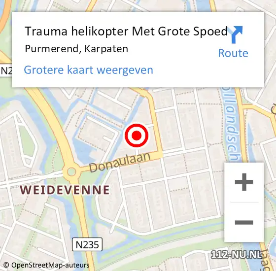 Locatie op kaart van de 112 melding: Trauma helikopter Met Grote Spoed Naar Purmerend, Karpaten op 16 november 2023 10:58