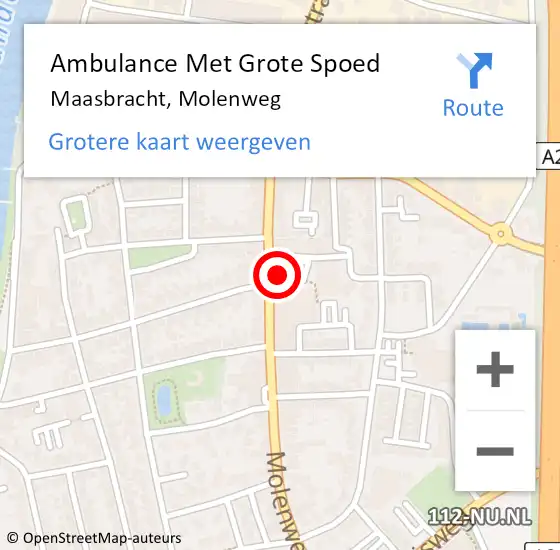 Locatie op kaart van de 112 melding: Ambulance Met Grote Spoed Naar Maasbracht, Molenweg op 16 november 2023 11:04