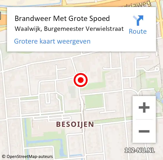 Locatie op kaart van de 112 melding: Brandweer Met Grote Spoed Naar Waalwijk, Burgemeester Verwielstraat op 16 november 2023 11:14