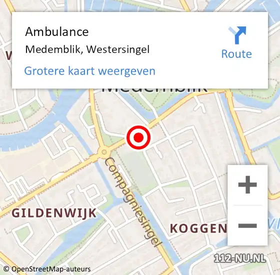 Locatie op kaart van de 112 melding: Ambulance Medemblik, Westersingel op 16 november 2023 11:33