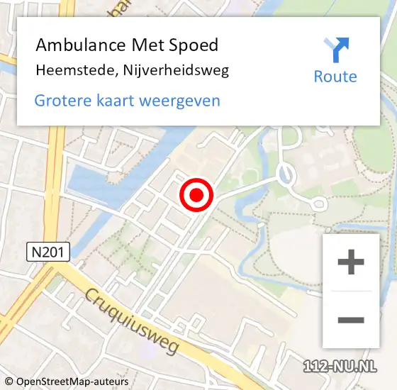 Locatie op kaart van de 112 melding: Ambulance Met Spoed Naar Heemstede, Nijverheidsweg op 16 november 2023 11:52