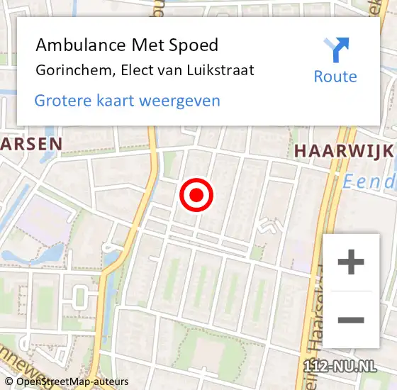 Locatie op kaart van de 112 melding: Ambulance Met Spoed Naar Gorinchem, Elect van Luikstraat op 16 november 2023 11:55