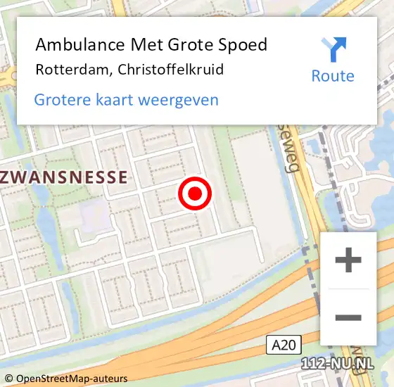 Locatie op kaart van de 112 melding: Ambulance Met Grote Spoed Naar Rotterdam, Christoffelkruid op 16 november 2023 12:15