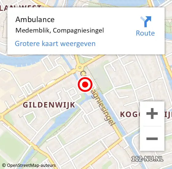 Locatie op kaart van de 112 melding: Ambulance Medemblik, Compagniesingel op 16 november 2023 12:18