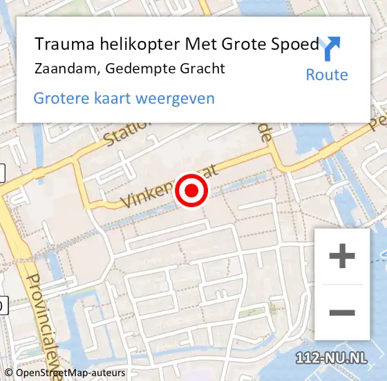 Locatie op kaart van de 112 melding: Trauma helikopter Met Grote Spoed Naar Zaandam, Gedempte Gracht op 16 november 2023 12:18