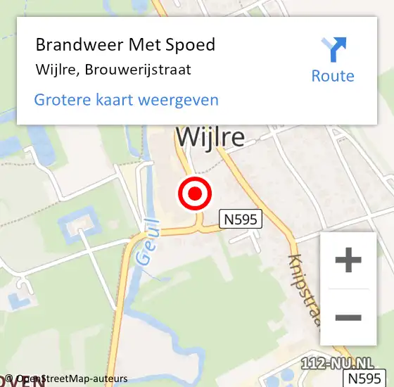 Locatie op kaart van de 112 melding: Brandweer Met Spoed Naar Wijlre, Brouwerijstraat op 16 november 2023 12:36